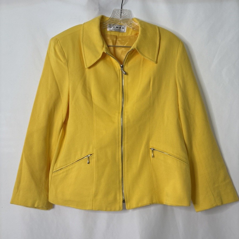 Vintage Dumas Blazer Women's  Bright Yellow Jacket Full Zip USA See Measurements